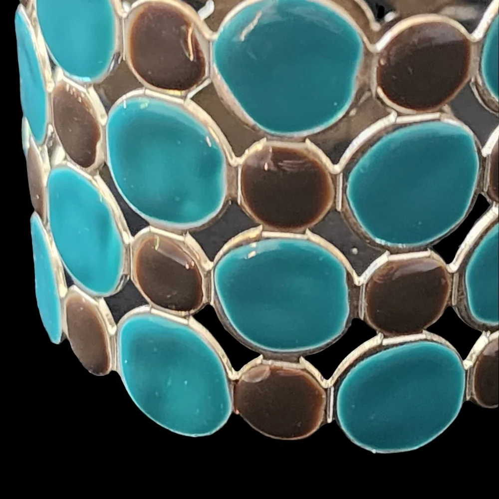 Elegant Enamel Cuff Bracelet Black and Blue Bracelet Fashion Costume Jewelry - Picture 6 of 11